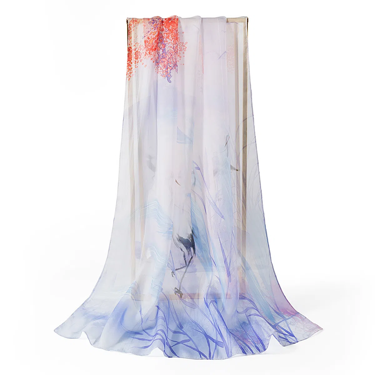 上海故事 春花秋月喷绘真丝长巾 桑蚕丝 丝巾 女款