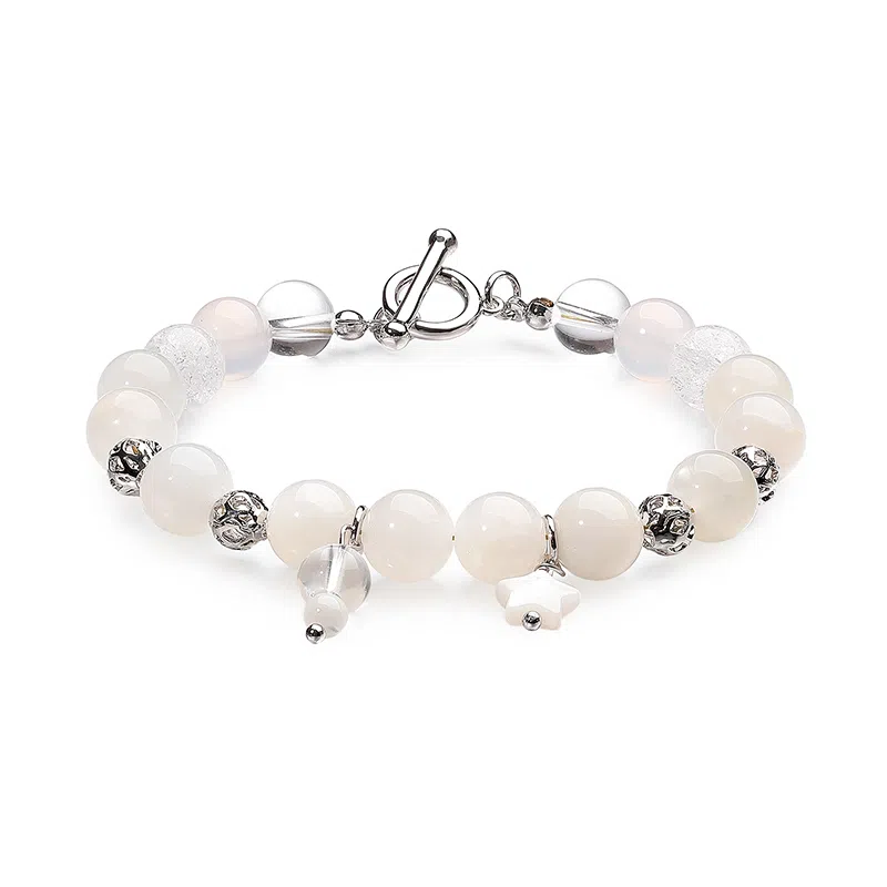 金六福吉祥 梨落白月 水晶 玉石手串 女款