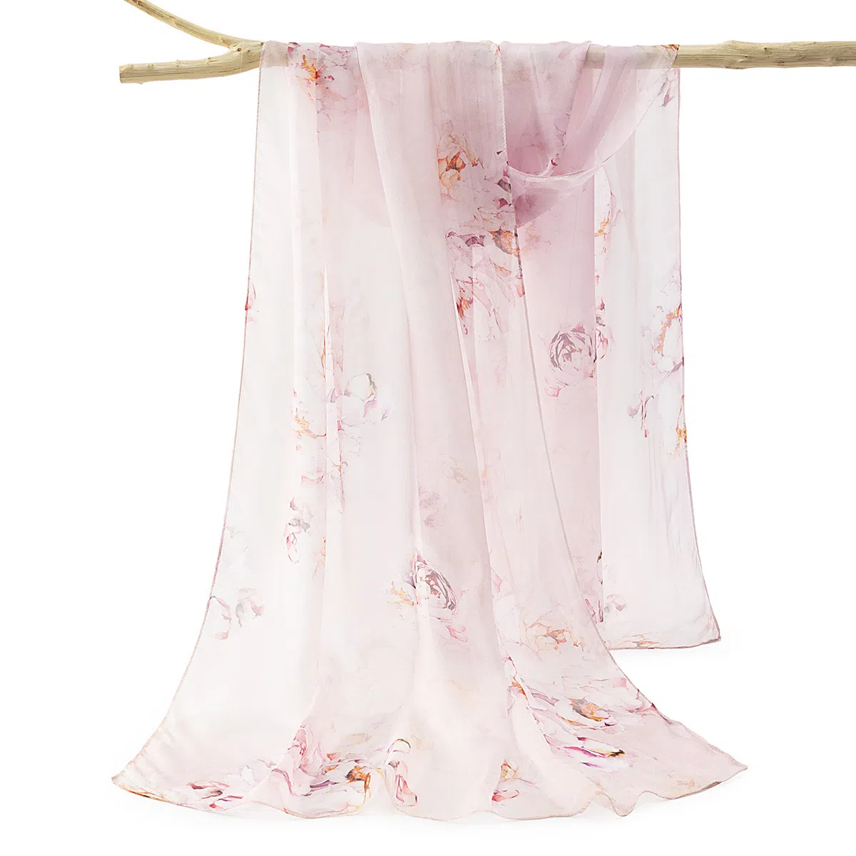 上海故事 春花秋月喷绘真丝长巾 桑蚕丝 丝巾 女款