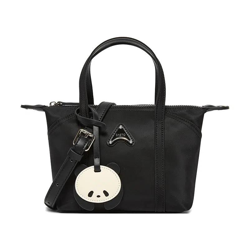 百思图 小众休闲简约日常通勤时尚百搭 织物 斜挎包 女款 杏色/黑色