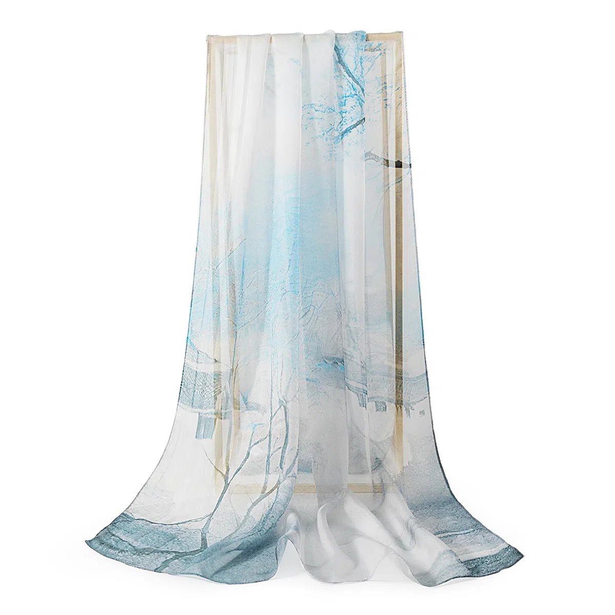 上海故事 春花秋月喷绘真丝长巾 桑蚕丝 丝巾 女款