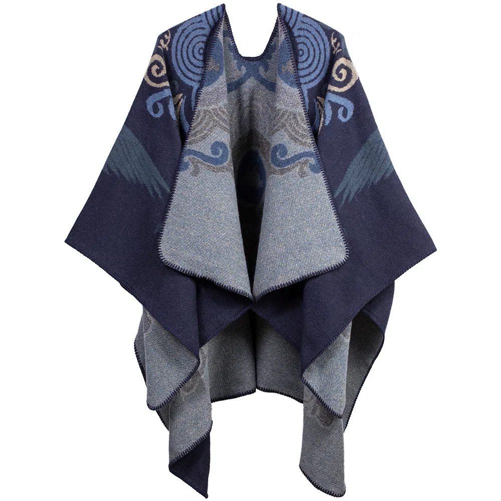 梦特娇 国风复古祥云图案多巴胺色系保暖防风高级 腈纶 披肩 女款