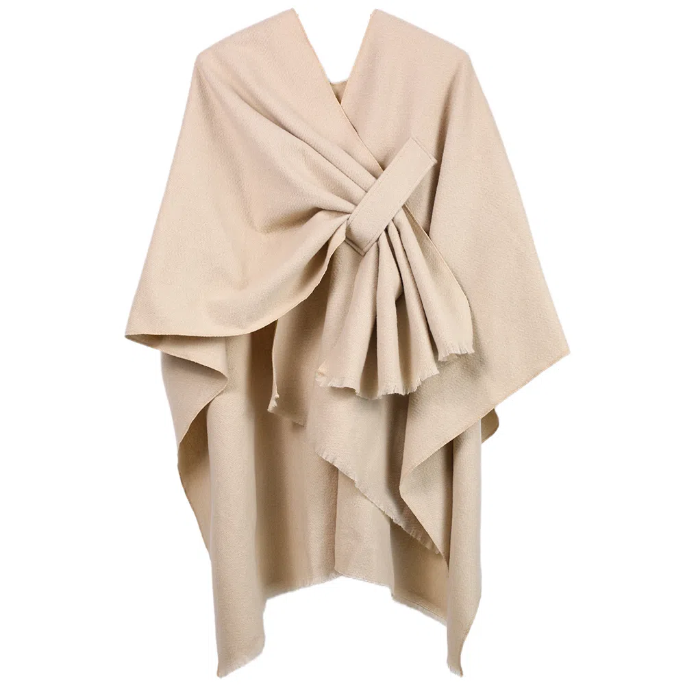 梦特娇 单色斜绑带保暖防风高级百搭 披肩 女款