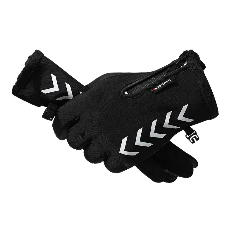 浪莎 户外出行骑行单车摩托车开车保暖防风御寒防滑可触屏防泼水防丢卡扣 聚酯纤维 运动手套 男款