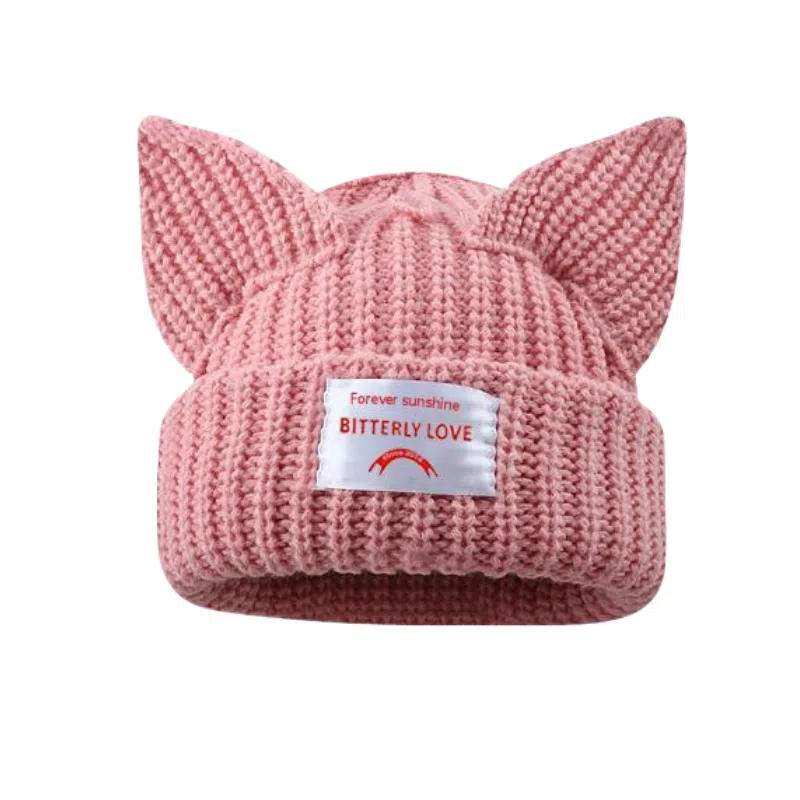 北极绒 韩版秋冬可爱狐狸耳朵加厚保暖 聚酯纤维 绒线帽 男女同款情侣款