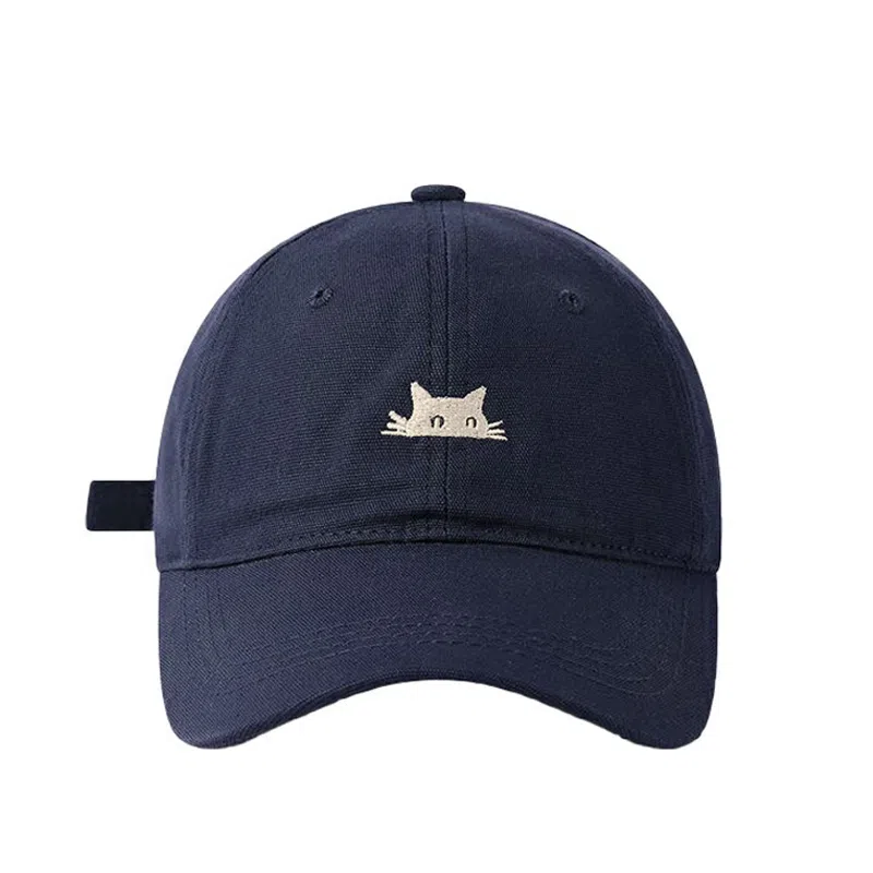 白卷 软顶半脸猫刺绣嘻哈防晒 鸭舌帽 男女同款情侣款