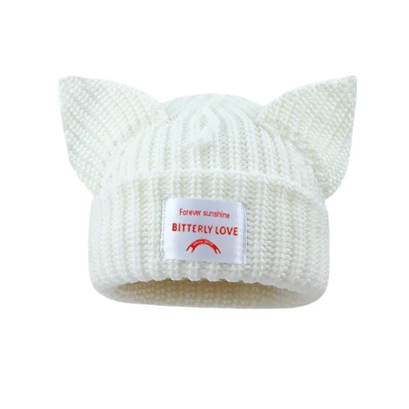 北极绒 韩版秋冬可爱狐狸耳朵加厚保暖 聚酯纤维 绒线帽 男女同款情侣款