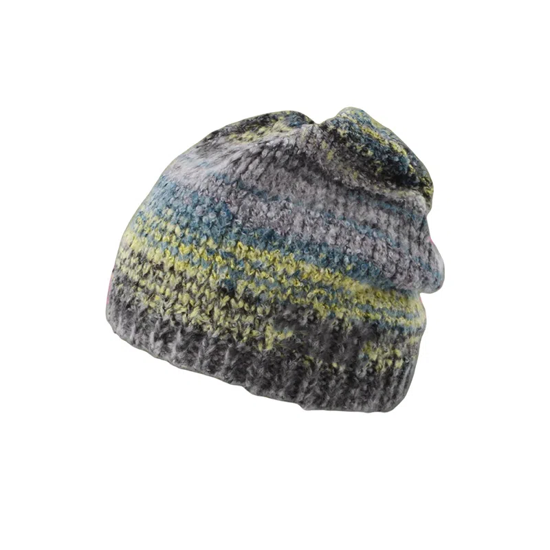 北极绒 渐变条纹彩色保暖毛线撞色 涤纶 绒线帽 男女同款情侣款