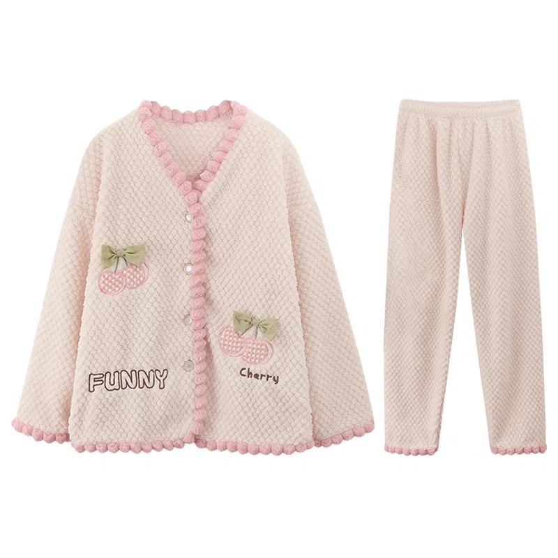 兰缪 可爱保暖休闲加厚家居服睡衣套装 女款 图色