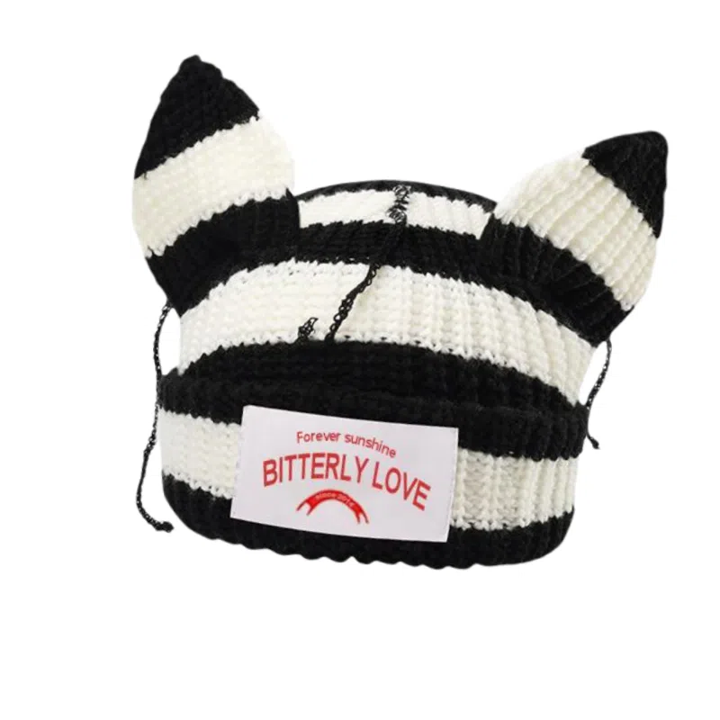 北极绒 韩版秋冬可爱狐狸耳朵加厚保暖 聚酯纤维 绒线帽 男女同款情侣款