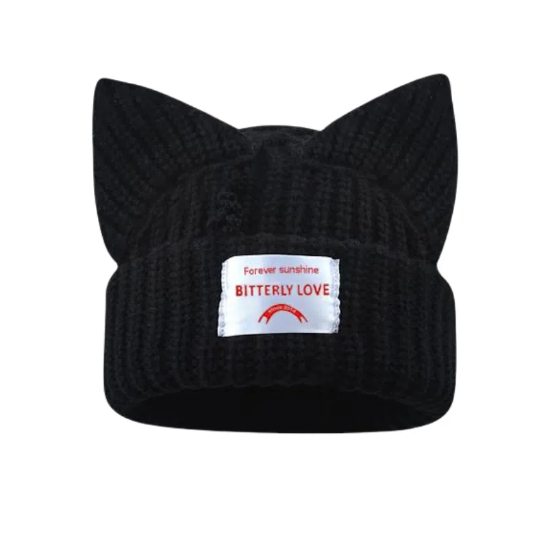 北极绒 韩版秋冬可爱狐狸耳朵加厚保暖 聚酯纤维 绒线帽 男女同款情侣款