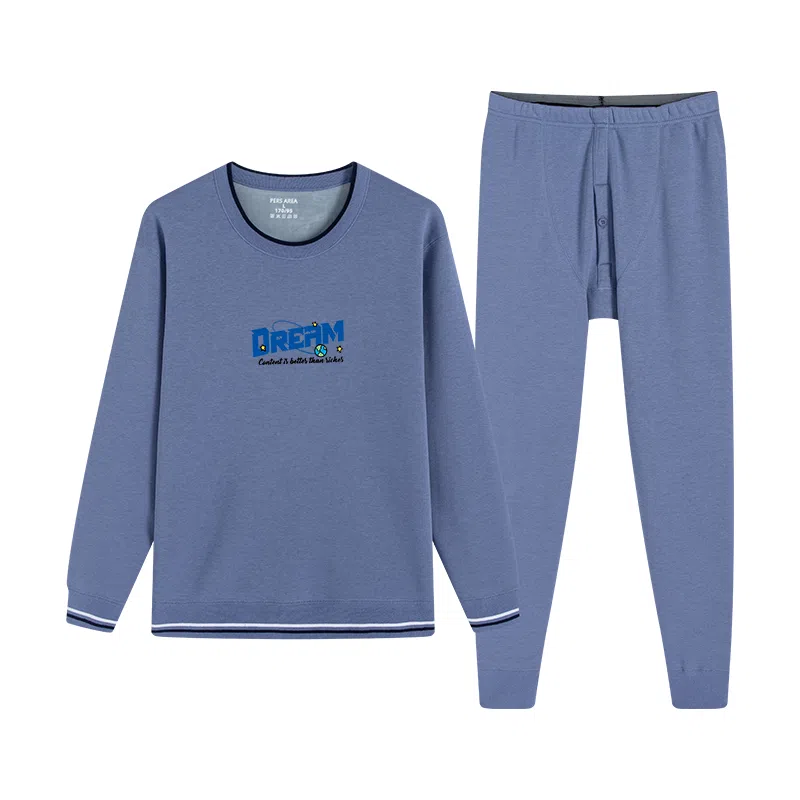 贴身领域 青少年加绒加厚秋衣秋裤打底衫大童内衣保暖套装 男款