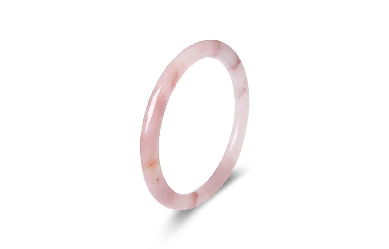 百利金 桃花酿美人镯 桃之夭夭灼灼其华优雅精致国潮新中式汉服旗袍搭配闭口素圈 金丝玉 玉石手镯 男女同款情侣款