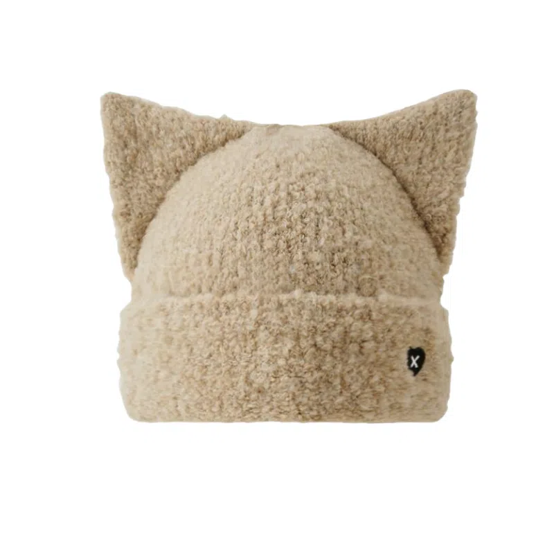 北极绒 冬季保暖可爱耳朵防寒针织帽出游甜美逛街 聚酯纤维 绒线帽 男女同款情侣款