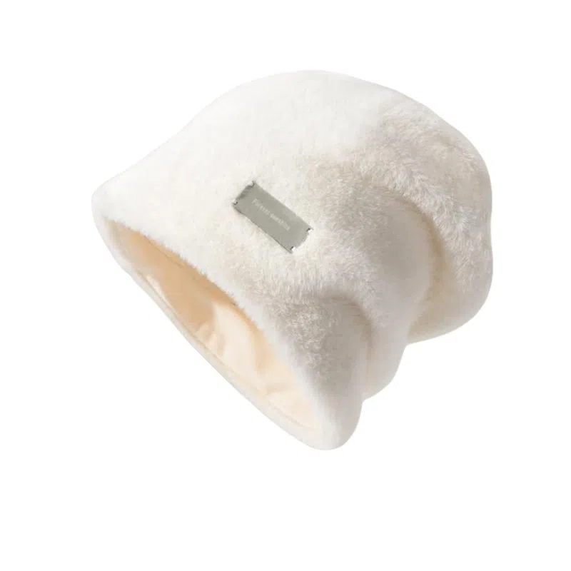 北极绒 大头围堆堆帽秋冬护耳保暖冷帽美式金属小标包头 聚酯纤维 绒线帽 男女同款情侣款