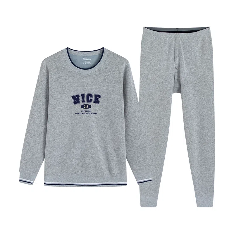 贴身领域 青少年加绒加厚秋衣秋裤打底衫大童内衣保暖套装 男款