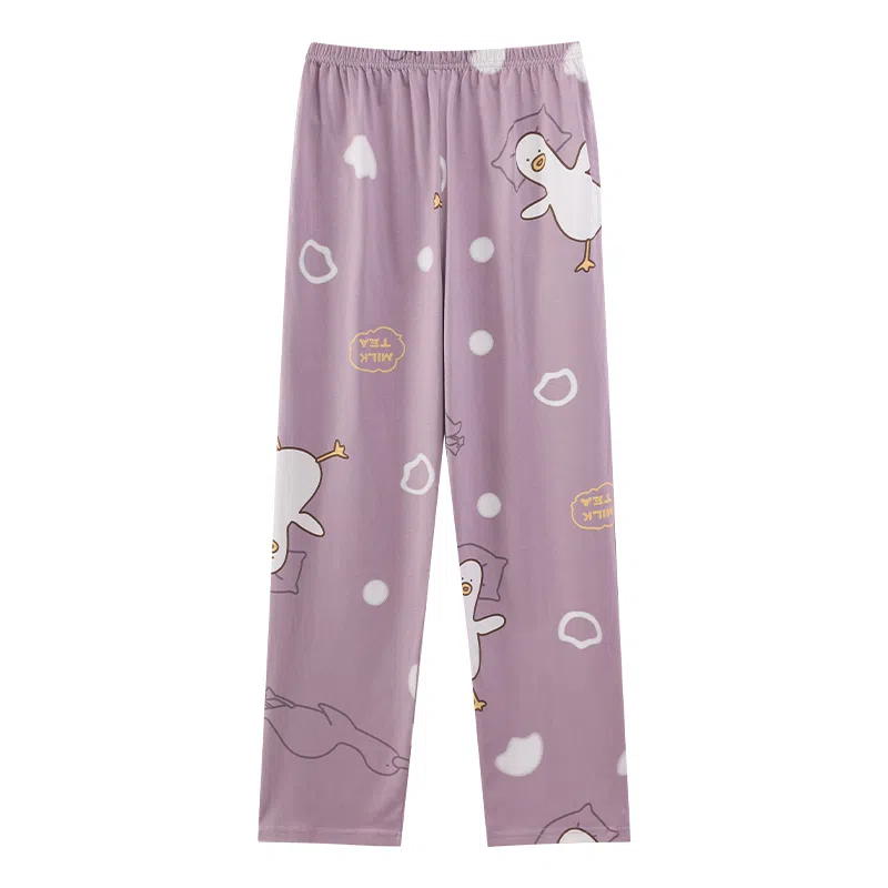 莫代尔 亲肤纯棉柔软舒适卡通时尚单条裤女士睡裤 女款 豆沙紫