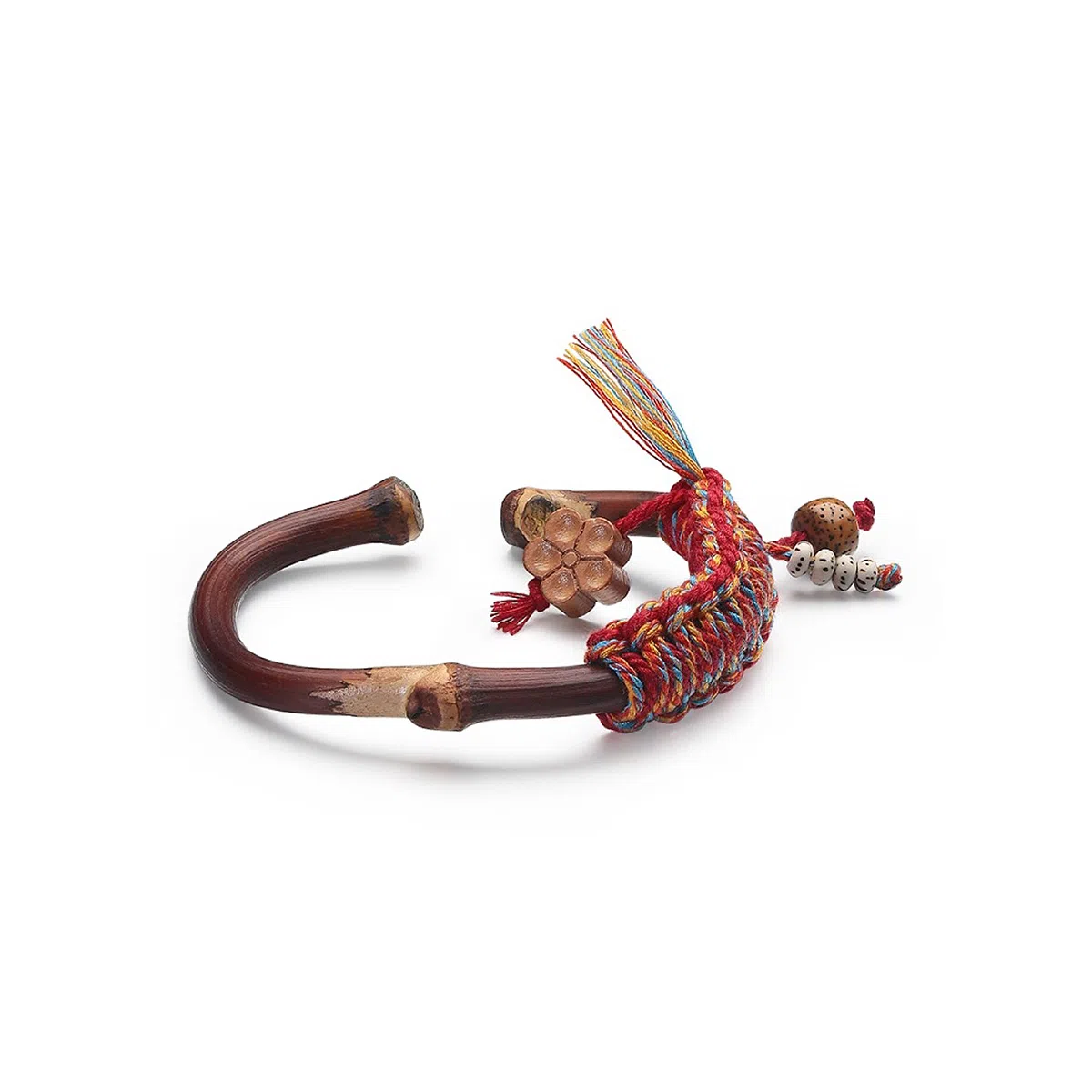 星珍思 梅你不行 新中式国潮招财纳福转运 小众设计编织绳素圈开口 鸡血藤 手镯 女款