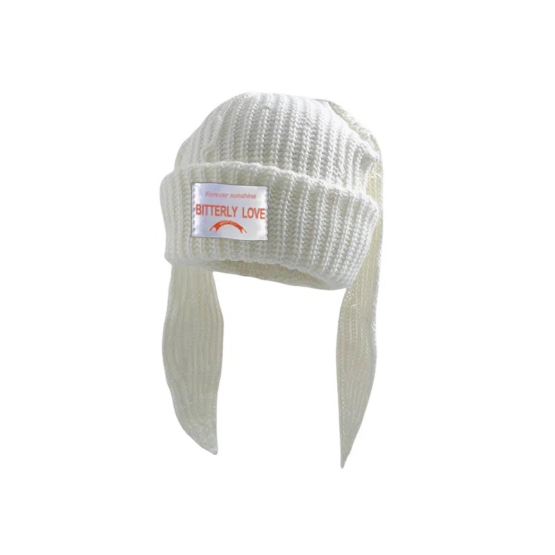 北极绒 可爱长兔耳朵保暖护耳包头 涤纶 绒线帽 男女同款情侣款