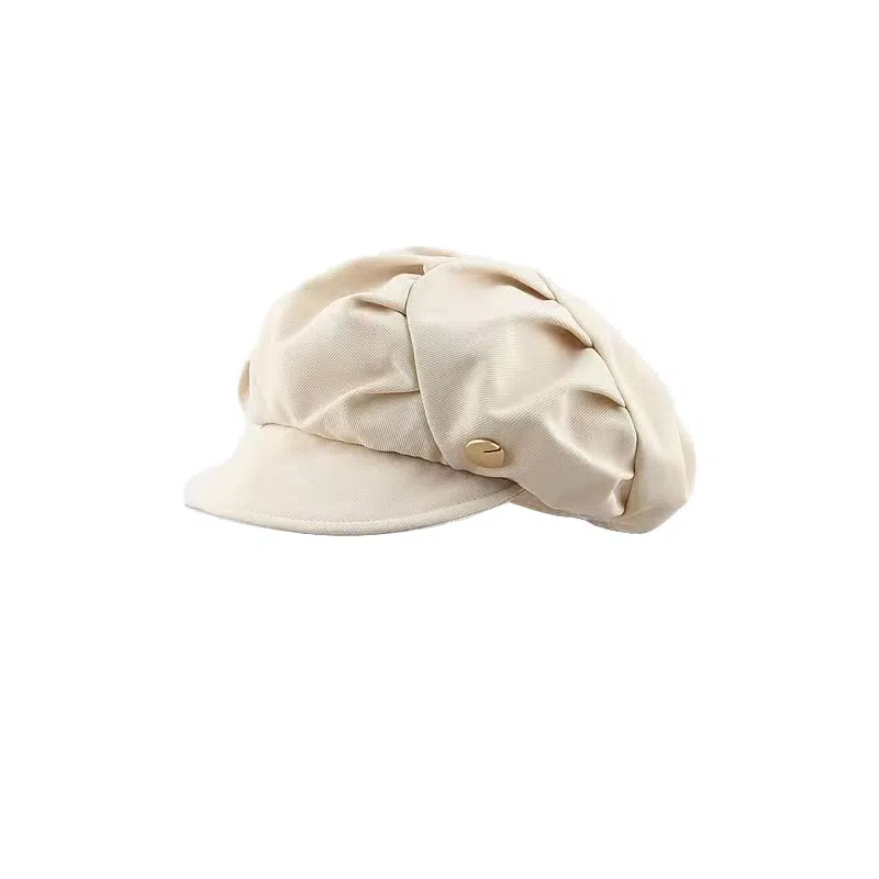 祎步康 云朵帽显脸小褶皱韩版小八角帽大头围 聚酯纤维 贝雷帽 女款