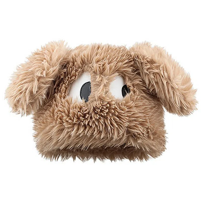 【入秋必备】 零界 可爱呆萌大眼狗超萌加厚毛绒针织帽 秋冬保暖护耳自拍道具大头围显脸小 聚酯纤维 绒线帽 男女同款情侣款