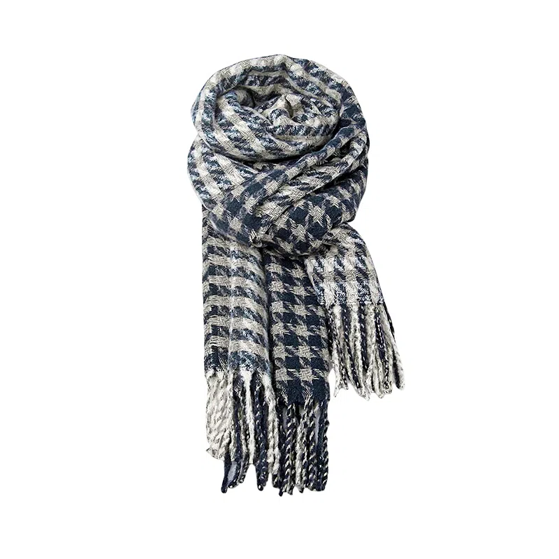 北极绒 韩版格子保暖千鸟格 绒线围巾 男女同款情侣款