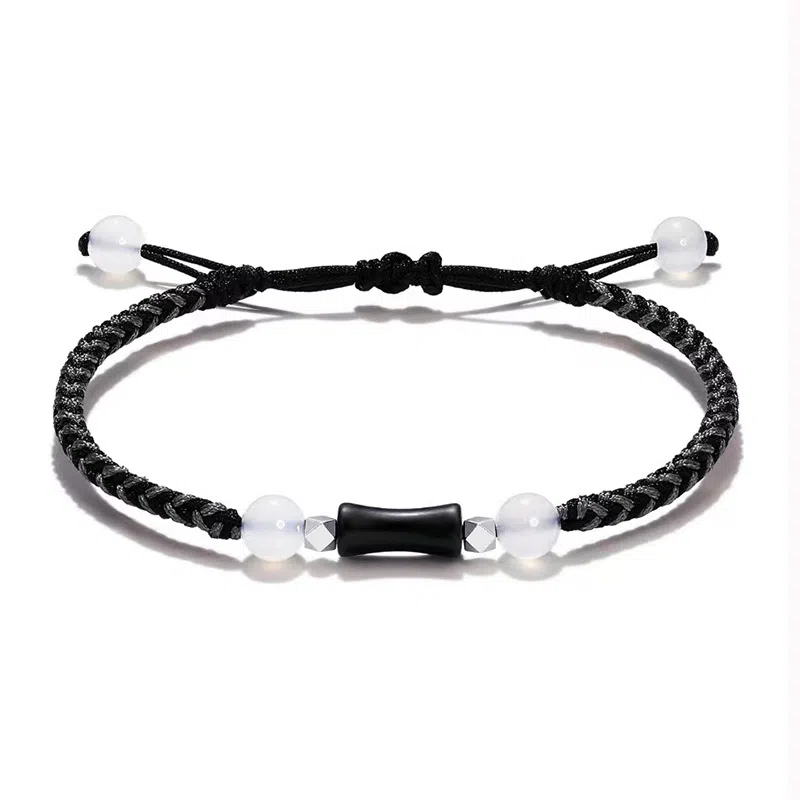 零界 节节高升 平步青云竹节简约新中式高级气质国潮风 事业运爆棚可调节编织手饰 琉璃 玉石手链 男女同款情侣款