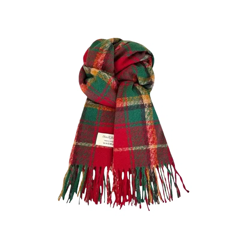 北极绒 韩系格子冬季加厚外搭保暖 绒线围巾 男女同款情侣款