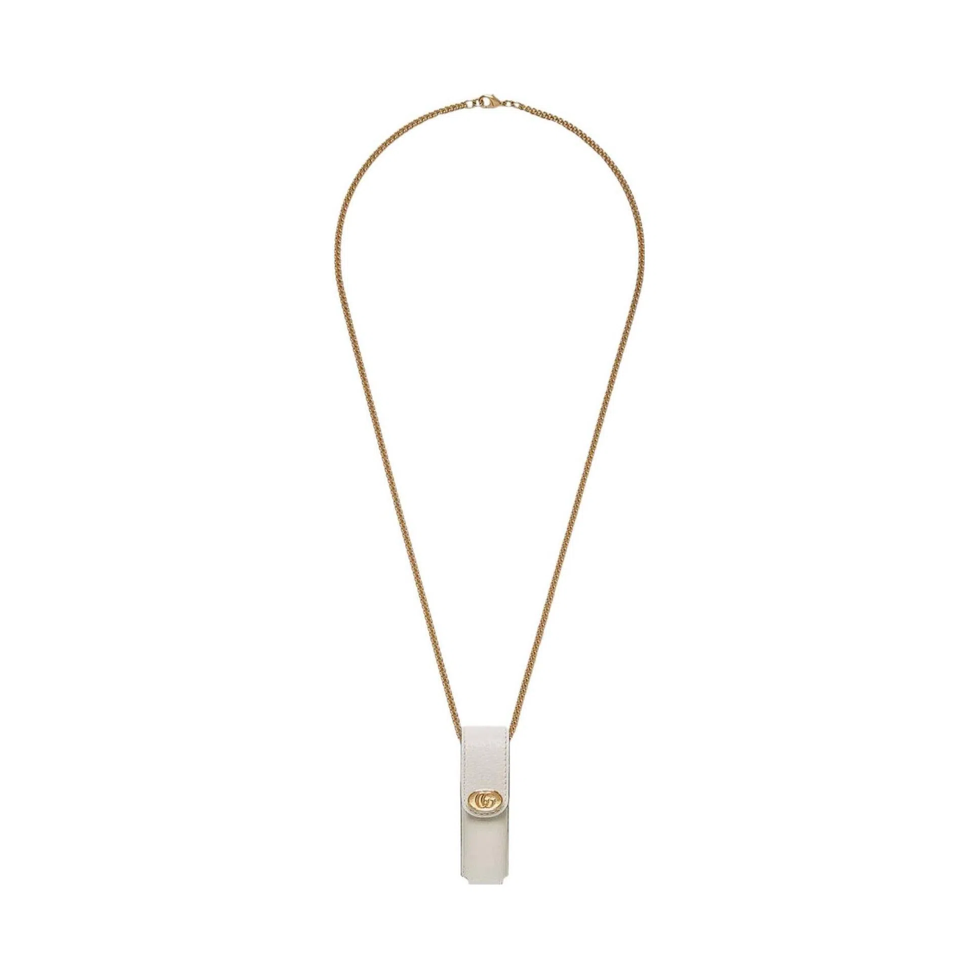 Gucci Enamel Double G Lipstick Bag White