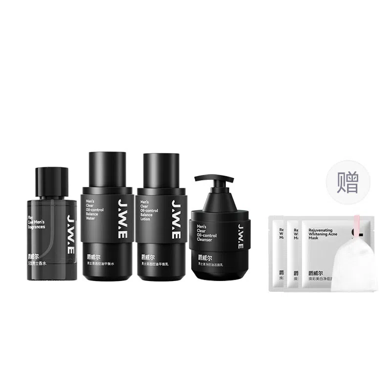 爵威尔 男士控油平衡水乳洁面套装 控油祛痘深层清爽补水保湿嫩肤收缩毛孔油肌专研 净肤三件套+精华液/面霜/素颜霜/香水