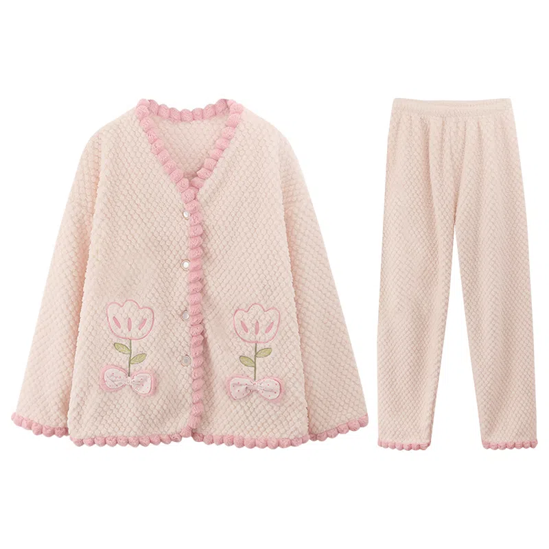 兰缪 可爱保暖休闲加厚家居服睡衣套装 女款 图色