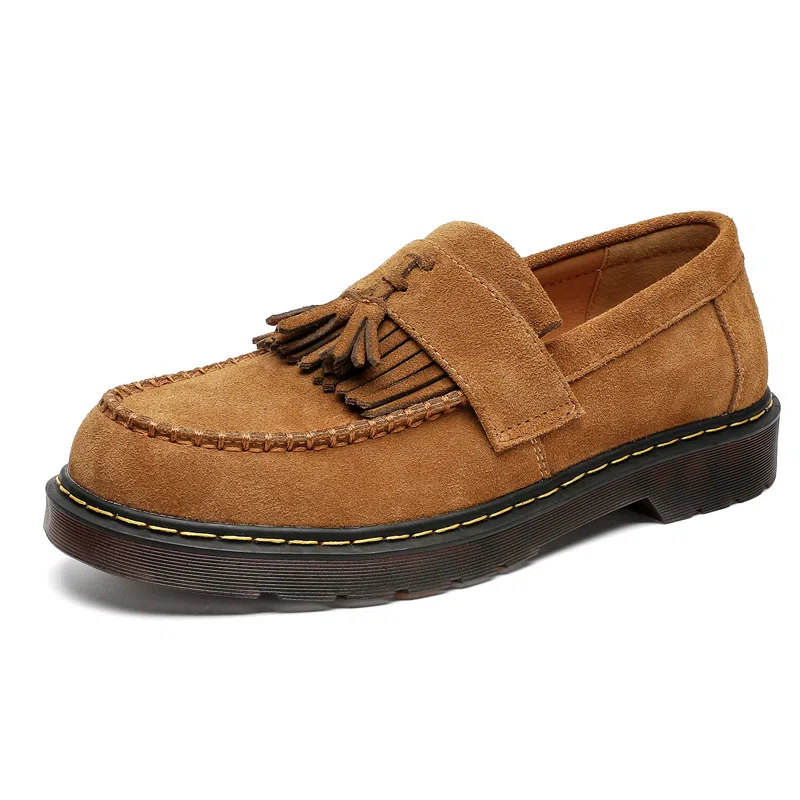 威世米邦 牛反绒皮 德比流苏一脚蹬英伦商务 休闲鞋 男款