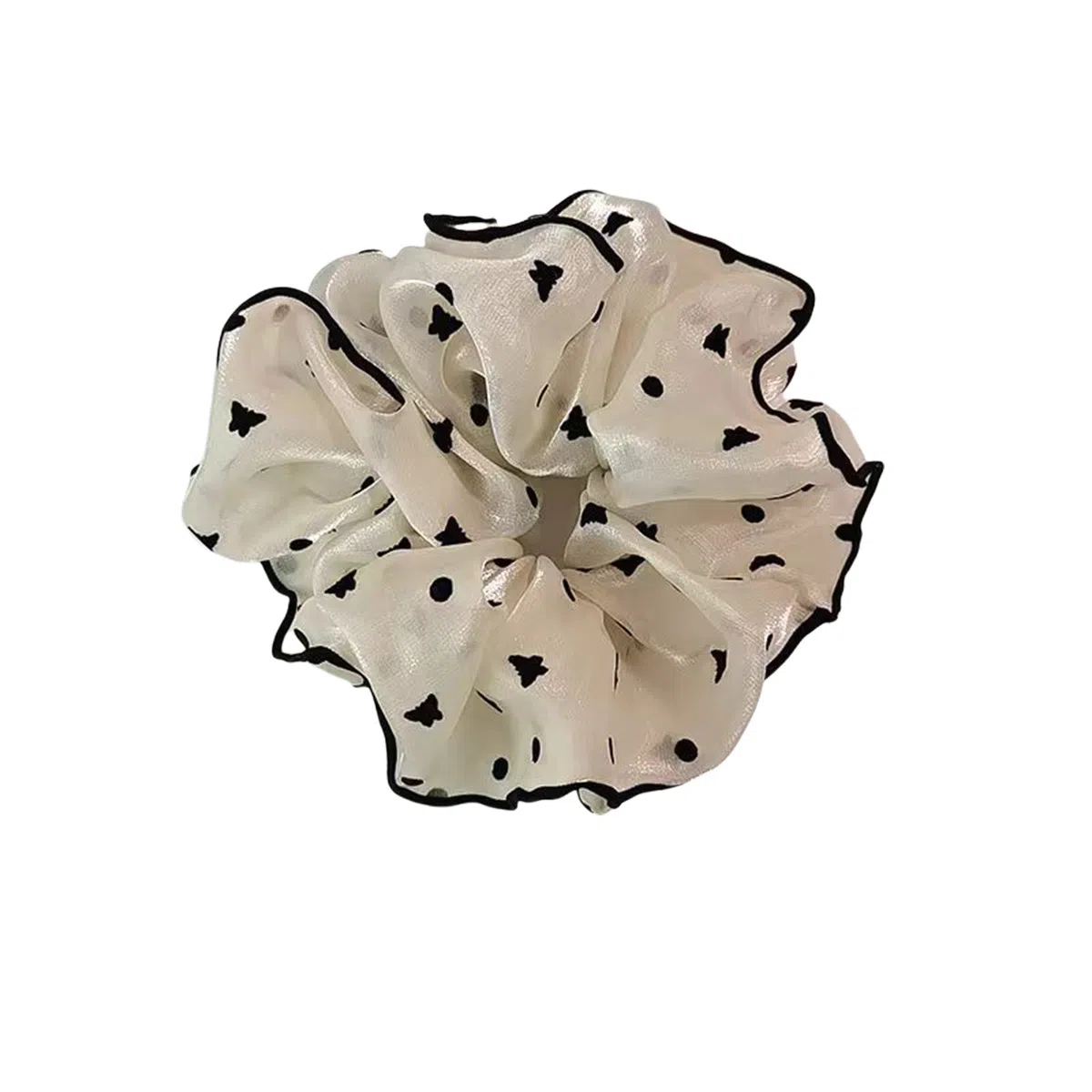 贯古今 气质丸子头时尚大号米白头绳小清新发饰纱质扎头发绳皮头饰 布艺 发圈 女款