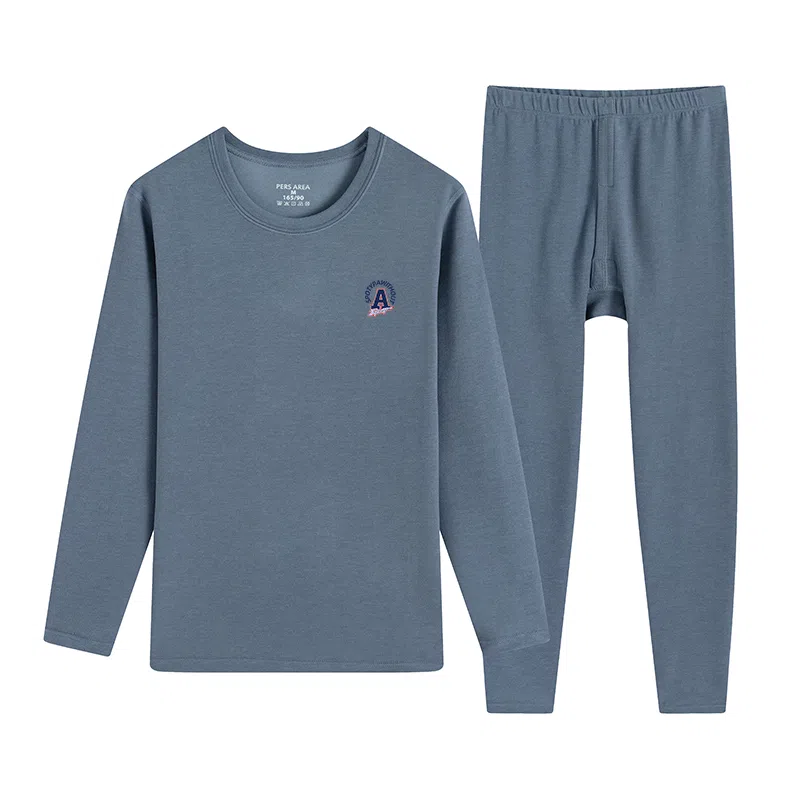 贴身领域 德绒青少年发热中厚加绒秋衣秋裤打底棉毛衫内衣保暖套装 男款