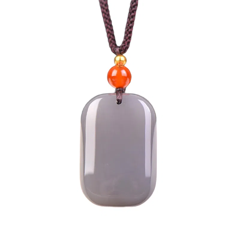 静汝玉 平安牌玉坠挂件玉佩 和田玉项链 烟紫 男女同款情侣款