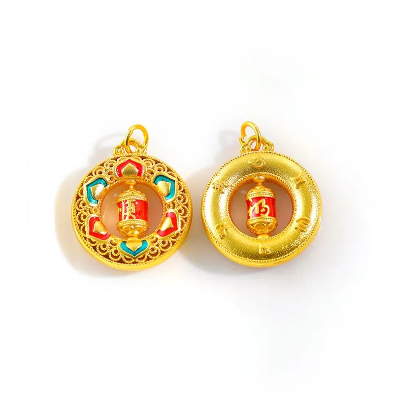 谧月珠宝 六字箴言 新中式国潮久不褪色 小众创意设计 转金筒可转动   日常通勤百搭 合金 吊坠 男女同款情侣款