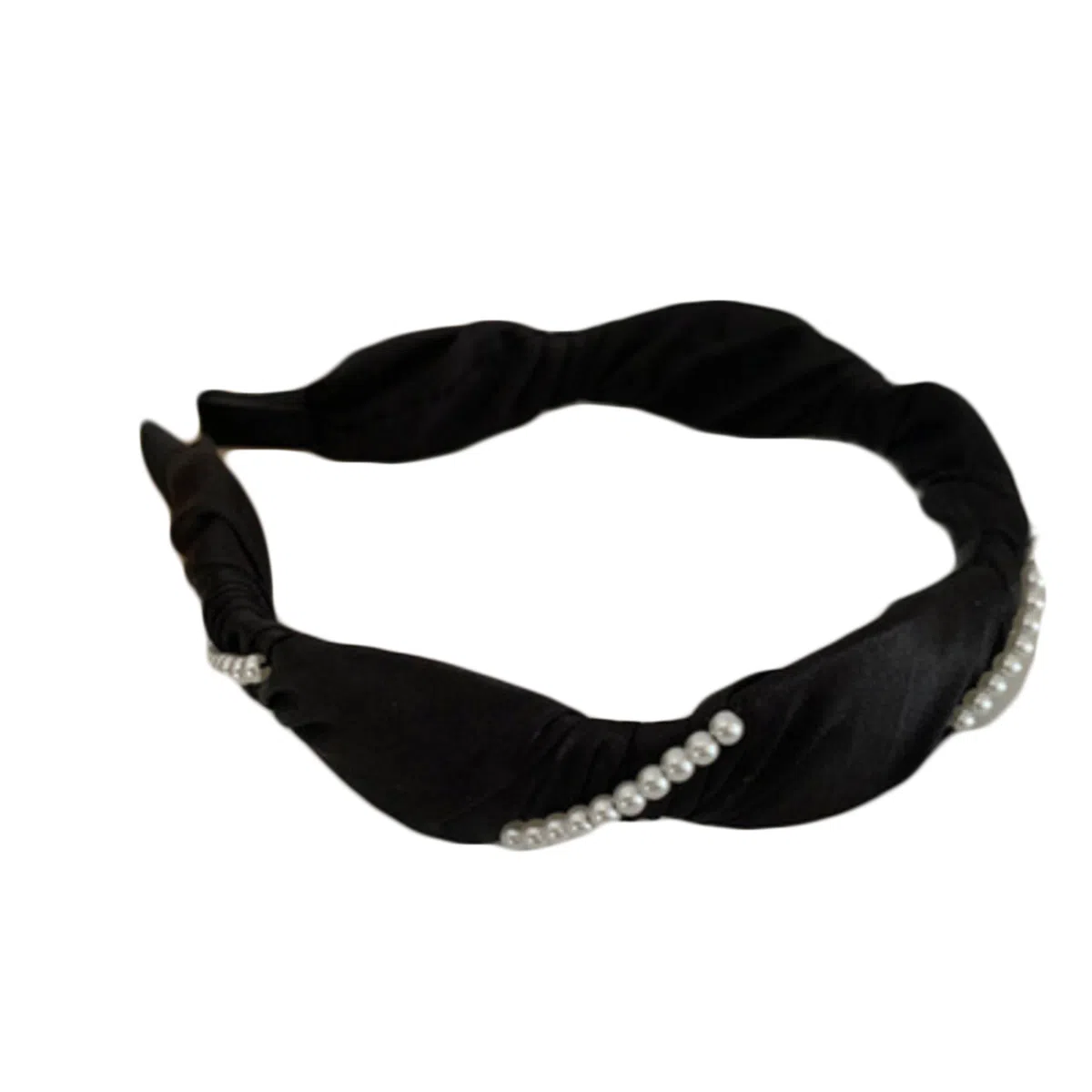 贯古今 珍珠缠绕手工女洗脸简约发卡简约头箍高级感洋气时尚防滑头饰 布艺 发箍 女款