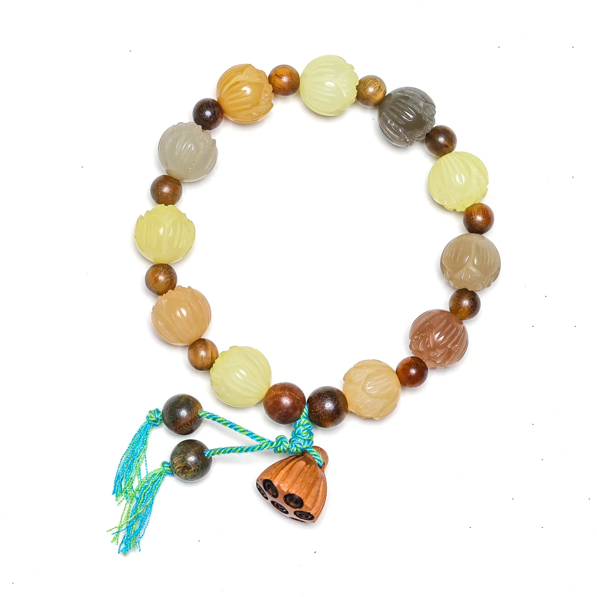 絮物 新中式时来运转 盘玩串珠佛珠手持 生日送礼 檀木 白玉菩提 手串 男女同款情侣款