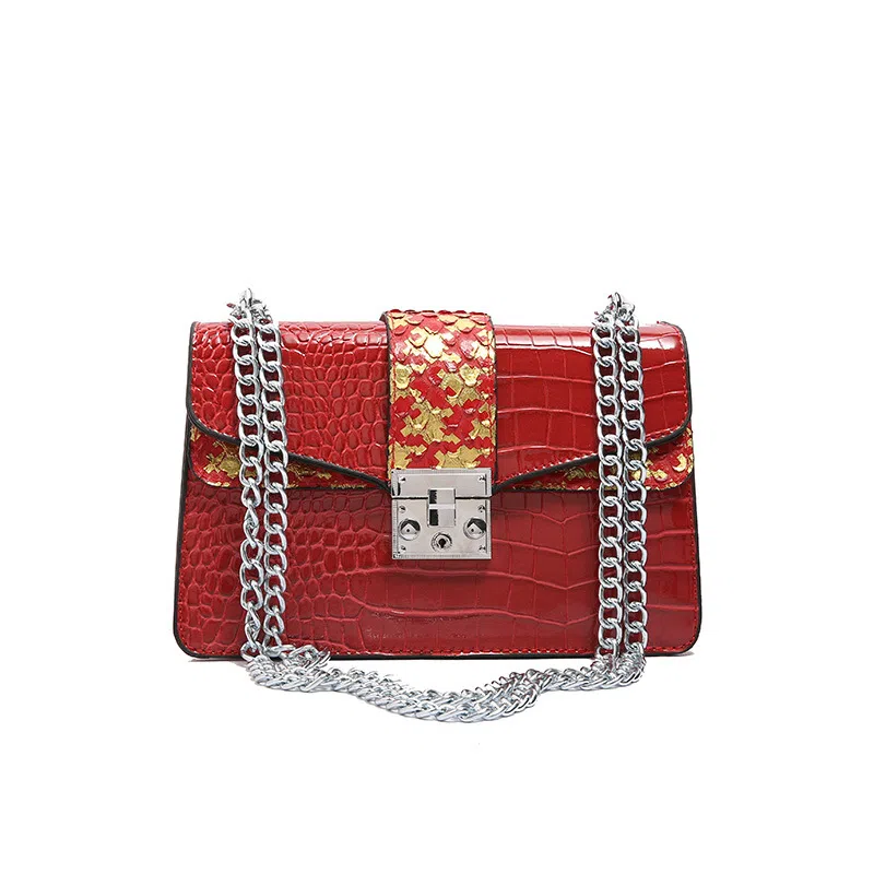 NOMK Vintage Crocodile Chain Shoulder Bag