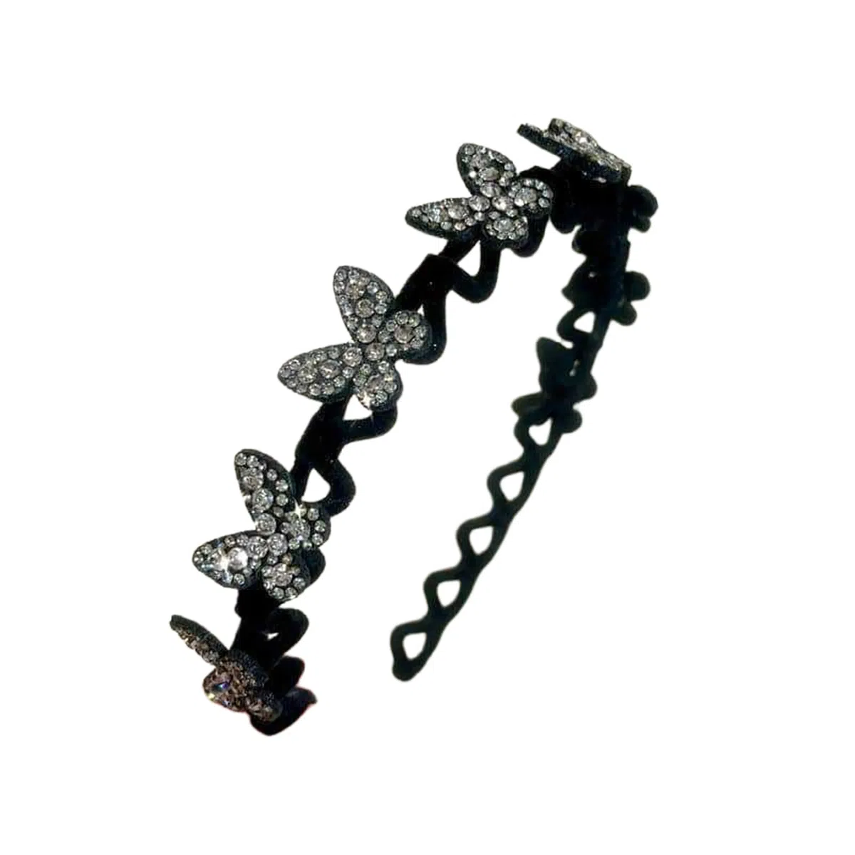 贯古今 蝴蝶波浪碎发植绒固定刘海碎发整理洗脸压发发卡头箍发饰 亚克力 发箍 女款