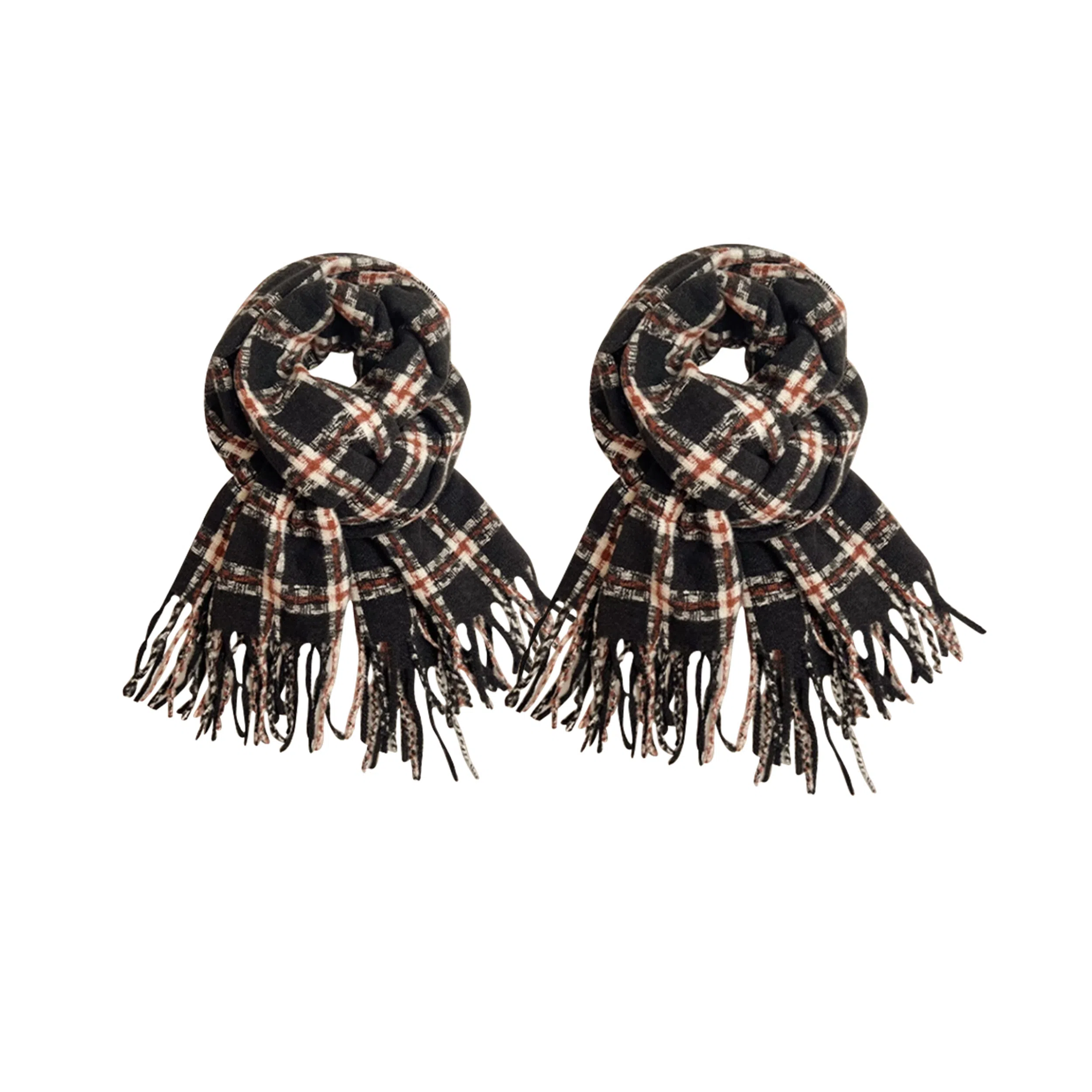 匹克 时尚系列 文艺小清新流苏冬季保暖两用 绒线围巾 男女同款情侣款 米白色 黑色