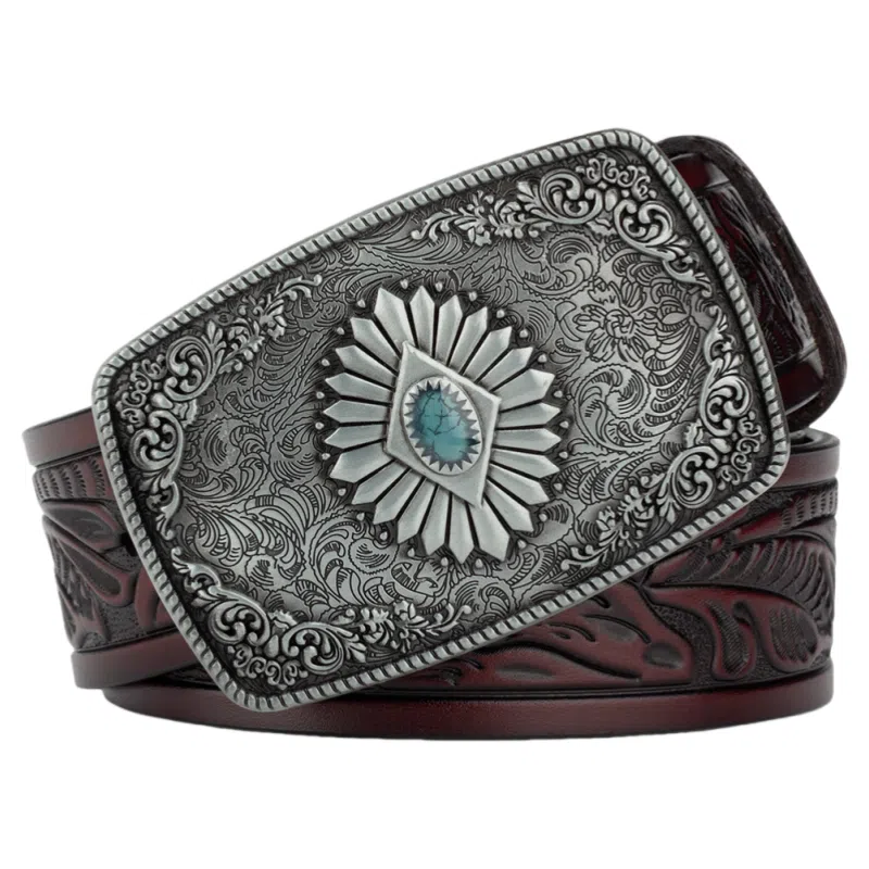 Emperor Penguin Classic Floral Buckle Leather Belt