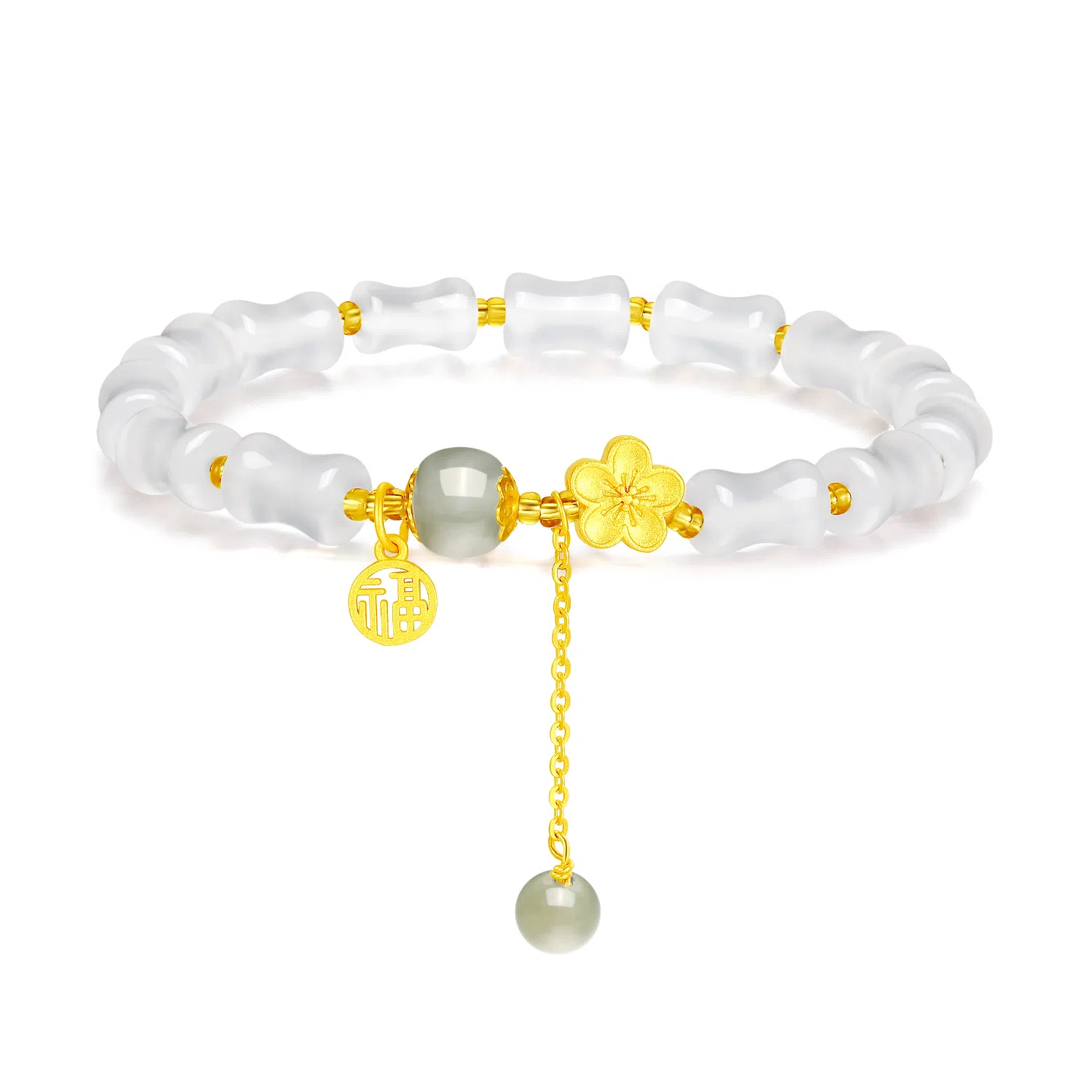 佐卡伊 幸运小桃花 竹节手串 新中式国潮 高级感转运珠 玉髓 手串 女