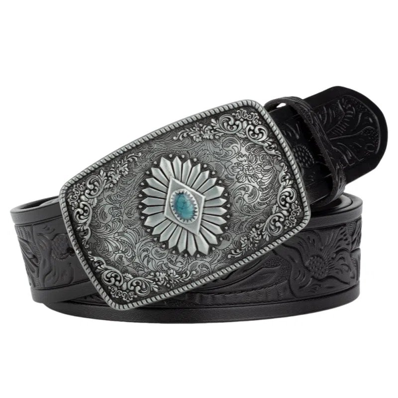 Emperor Penguin Classic Floral Buckle Leather Belt
