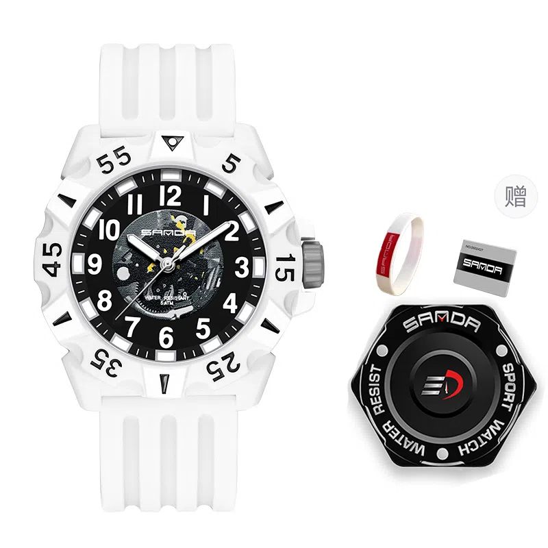 三达新款户外运动百搭石英机芯数字式防水黑色表盘男女同款学生手表国表