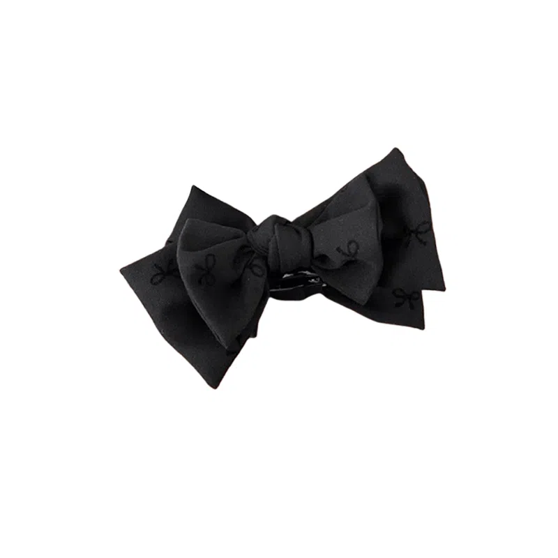 水中玉 格雷系灰色双面高马尾蝴蝶结发卡气质丸子头抓夹盘发鲨鱼夹子头饰 布艺 发夹 女款