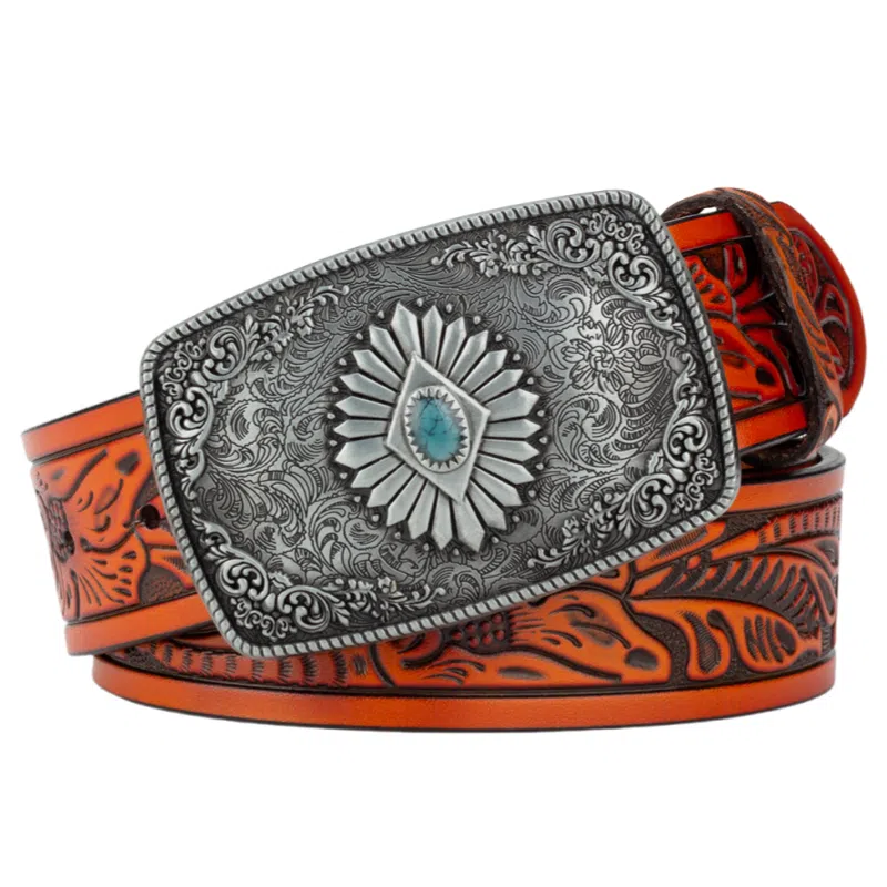 Emperor Penguin Classic Floral Buckle Leather Belt