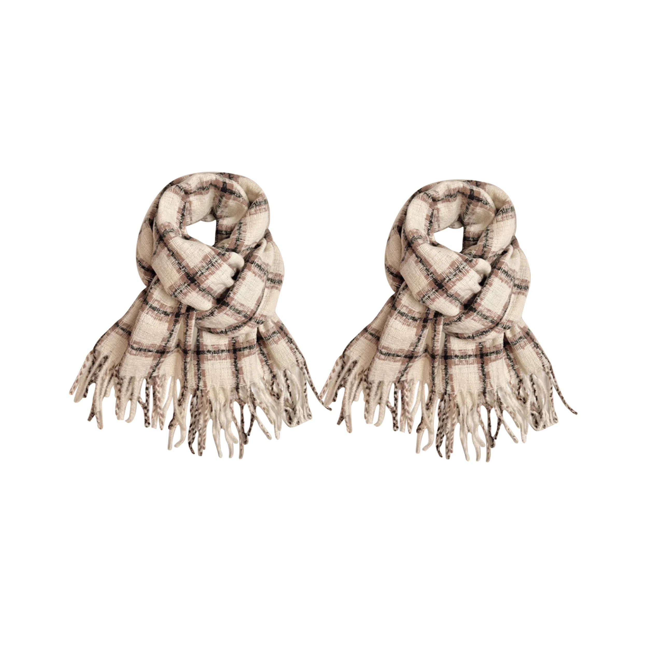 匹克 时尚系列 文艺小清新流苏冬季保暖两用 绒线围巾 男女同款情侣款 米白色 黑色