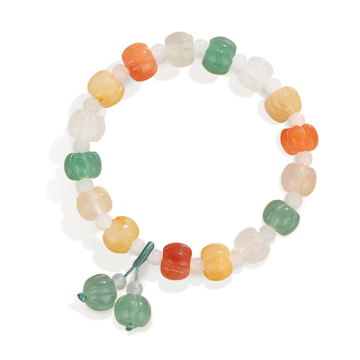 【普陀山官方已祝福】 普陀山文创 多宝彩色金丝南瓜平安转运佛珠手把件 金丝玉 手串 女款