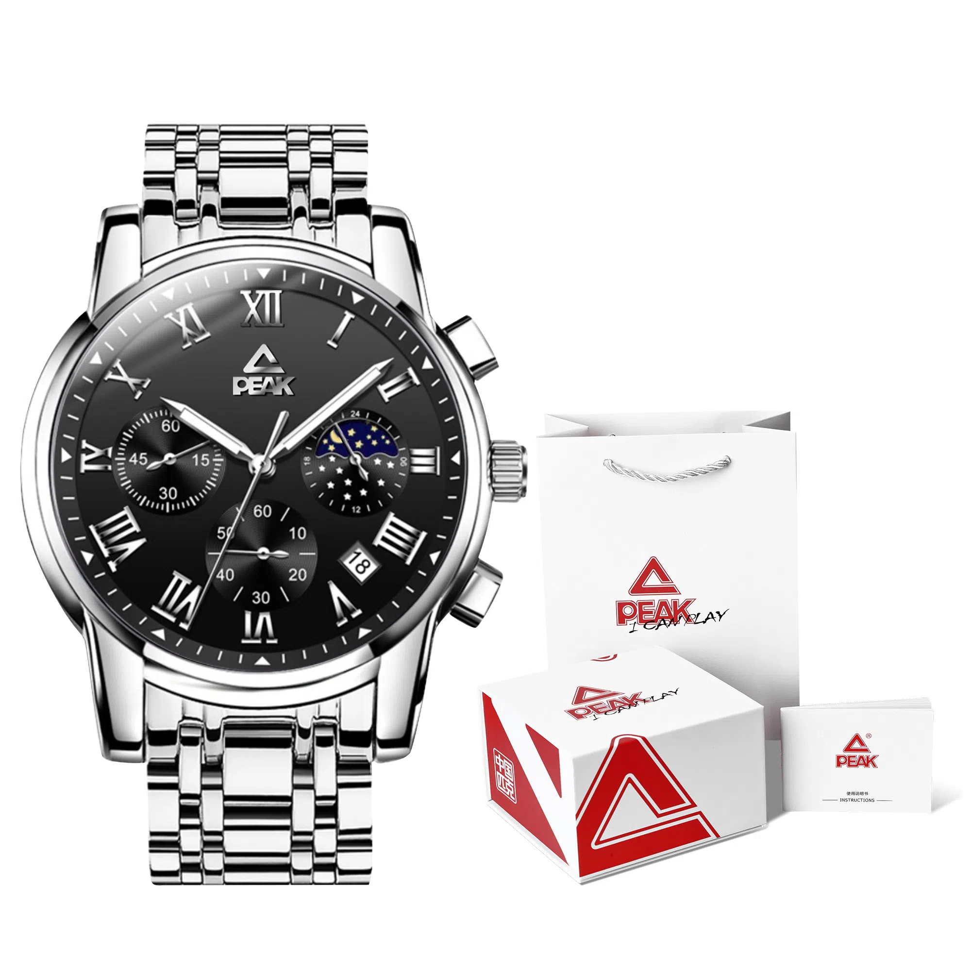 PEAK Three-Eye Six-Needle Chronograph Watch